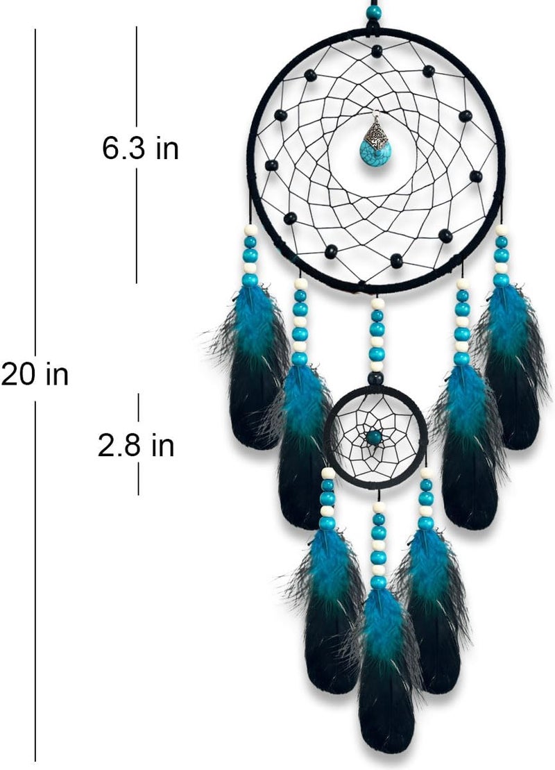 Awlee Dream Catchers for Adults Room Decor Blue Black Dreamcatcher Bedroom Wall Art Ornament Hanging Handmade Craft Gifts for Kids Boy - Image 1